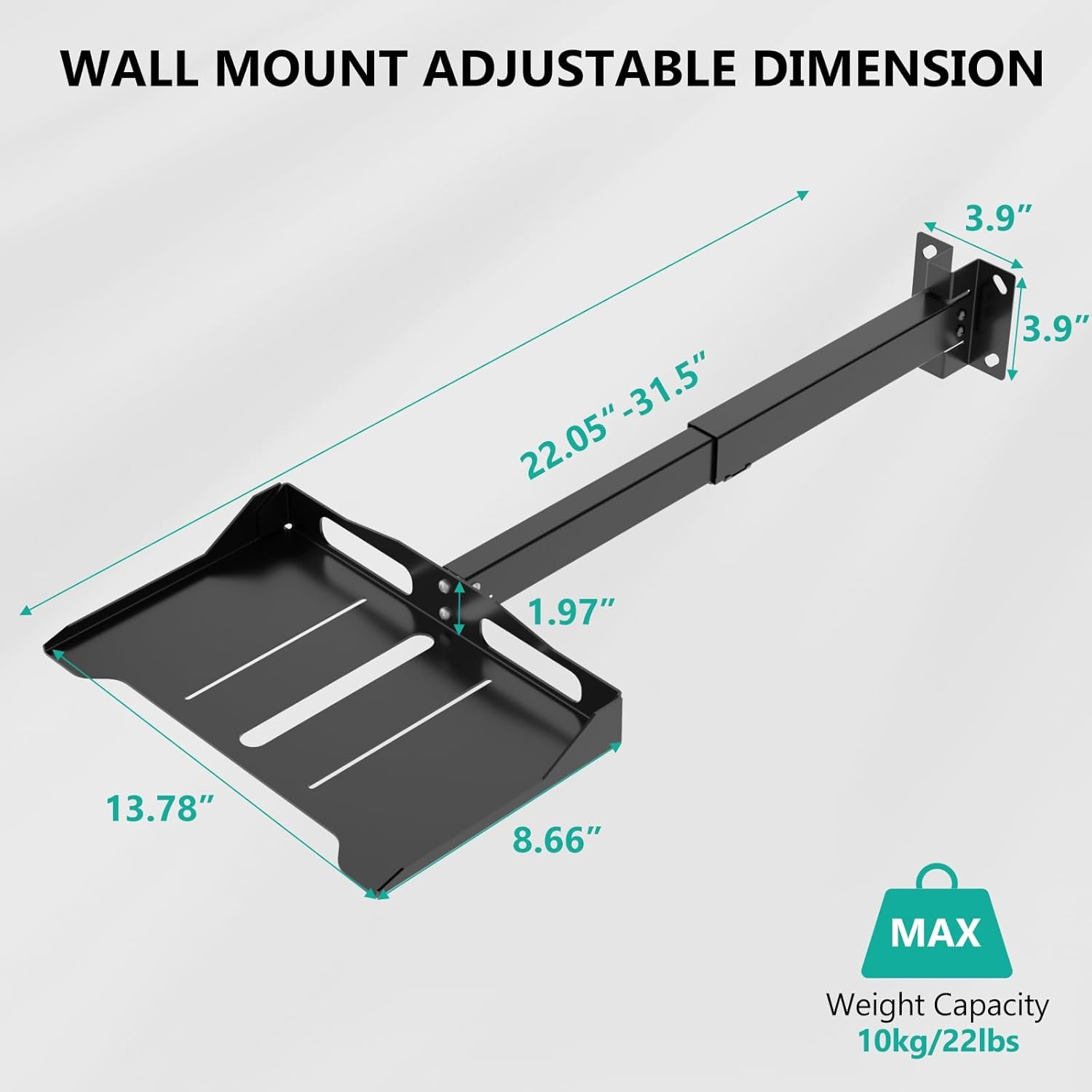 image:imageWALI Projector Ceiling Mount Tray Height Adjustable Wall Mount Holder for Projectors Hidden Cable Management Fits Projectors up to 22lbs 137 x 86 Platform White PM005WBlack