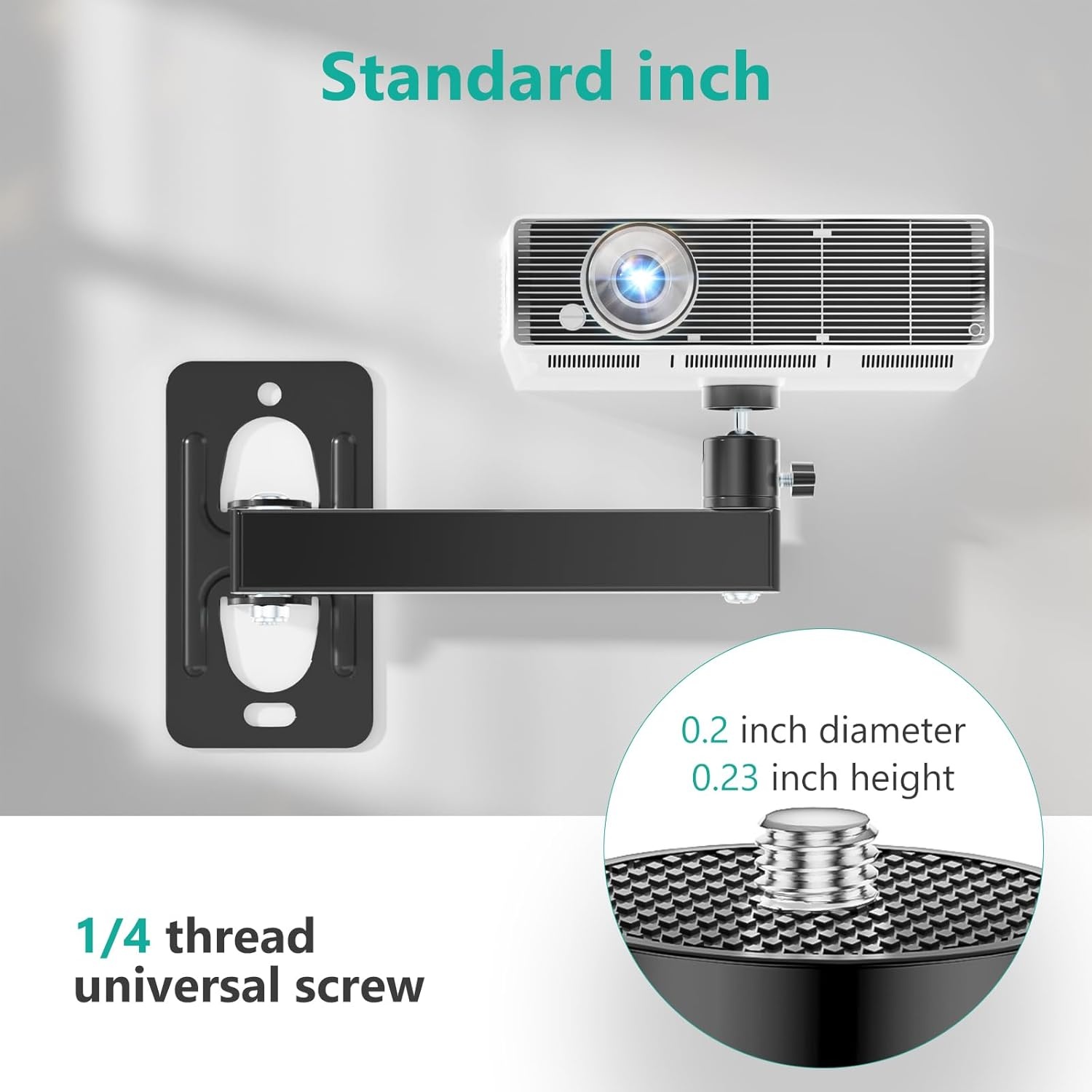 image:imageWALI Projector Ceiling Mount Tray Height Adjustable Wall Mount Holder for Projectors Hidden Cable Management Fits Projectors up to 22lbs 137 x 86 Platform White PM005WBlack