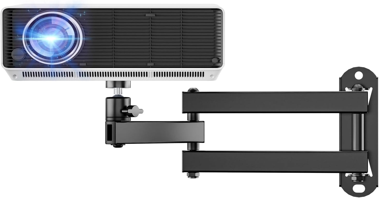 image:imageWALI Projector Ceiling Mount Tray Height Adjustable Wall Mount Holder for Projectors Hidden Cable Management Fits Projectors up to 22lbs 137 x 86 Platform White PM005WBlack