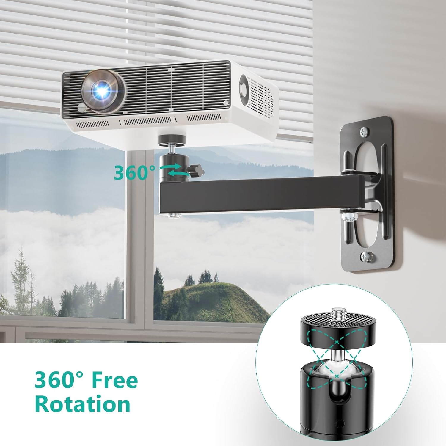 image:imageWALI Projector Ceiling Mount Tray Height Adjustable Wall Mount Holder for Projectors Hidden Cable Management Fits Projectors up to 22lbs 137 x 86 Platform White PM005WBlack