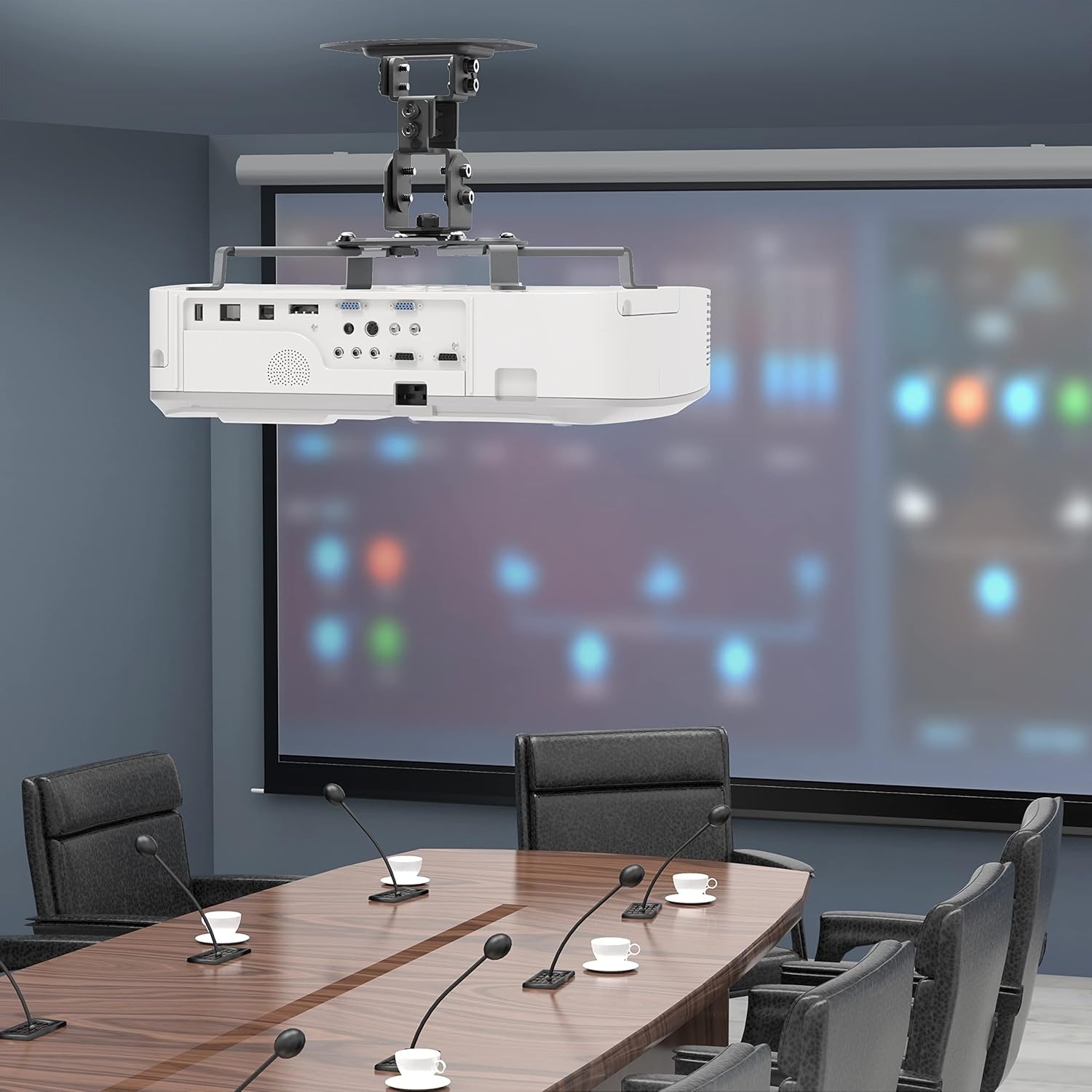 image:imageWALI Projector Ceiling Mount Tray Height Adjustable Wall Mount Holder for Projectors Hidden Cable Management Fits Projectors up to 22lbs 137 x 86 Platform White PM005WBlack