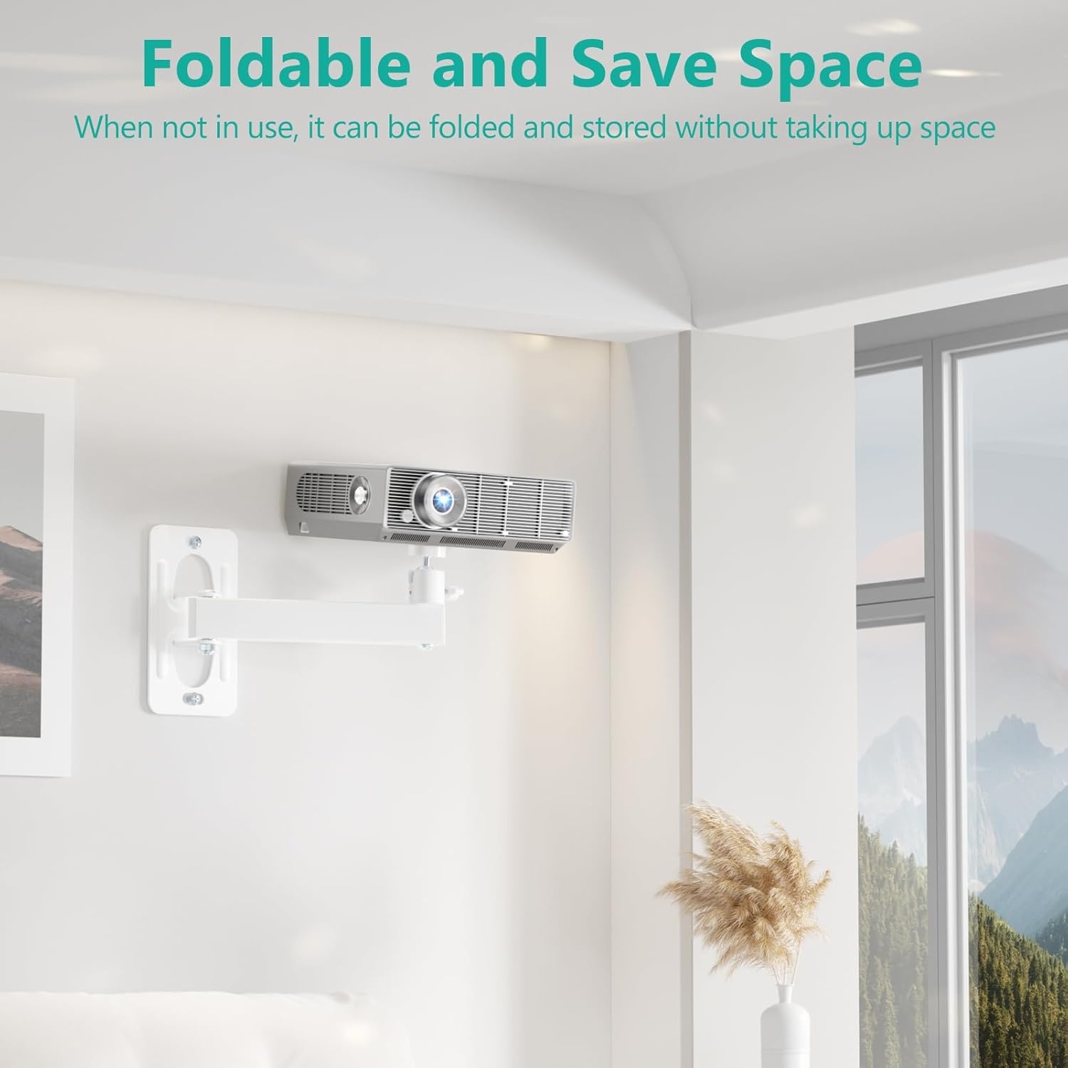 image:imageWALI Projector Ceiling Mount Tray Height Adjustable Wall Mount Holder for Projectors Hidden Cable Management Fits Projectors up to 22lbs 137 x 86 Platform White PM005WWhite