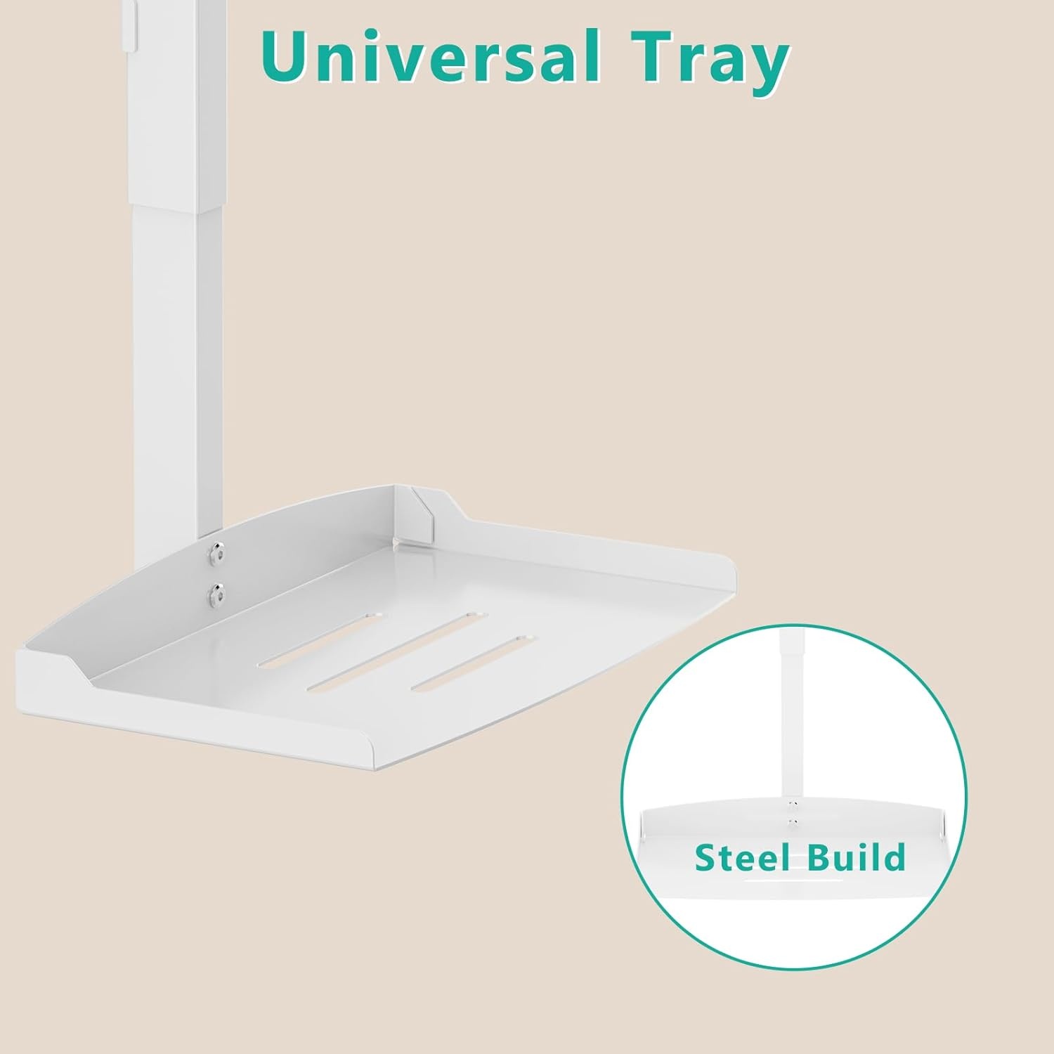 image:imageWALI Projector Ceiling Mount Tray Height Adjustable Wall Mount Holder for Projectors Hidden Cable Management Fits Projectors up to 22lbs 137 x 86 Platform White PM005WWhite