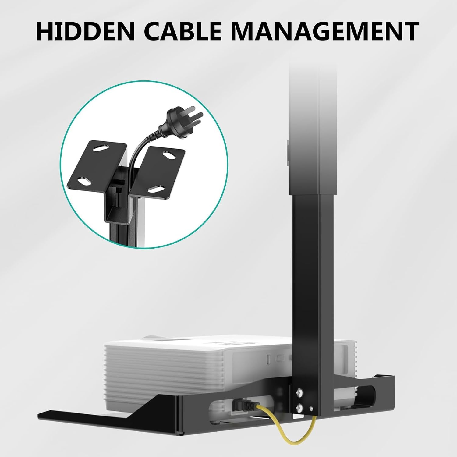 image:imageWALI Projector Ceiling Mount Tray Height Adjustable Wall Mount Holder for Projectors Hidden Cable Management Fits Projectors up to 22lbs 137 x 86 Platform White PM005WBlack