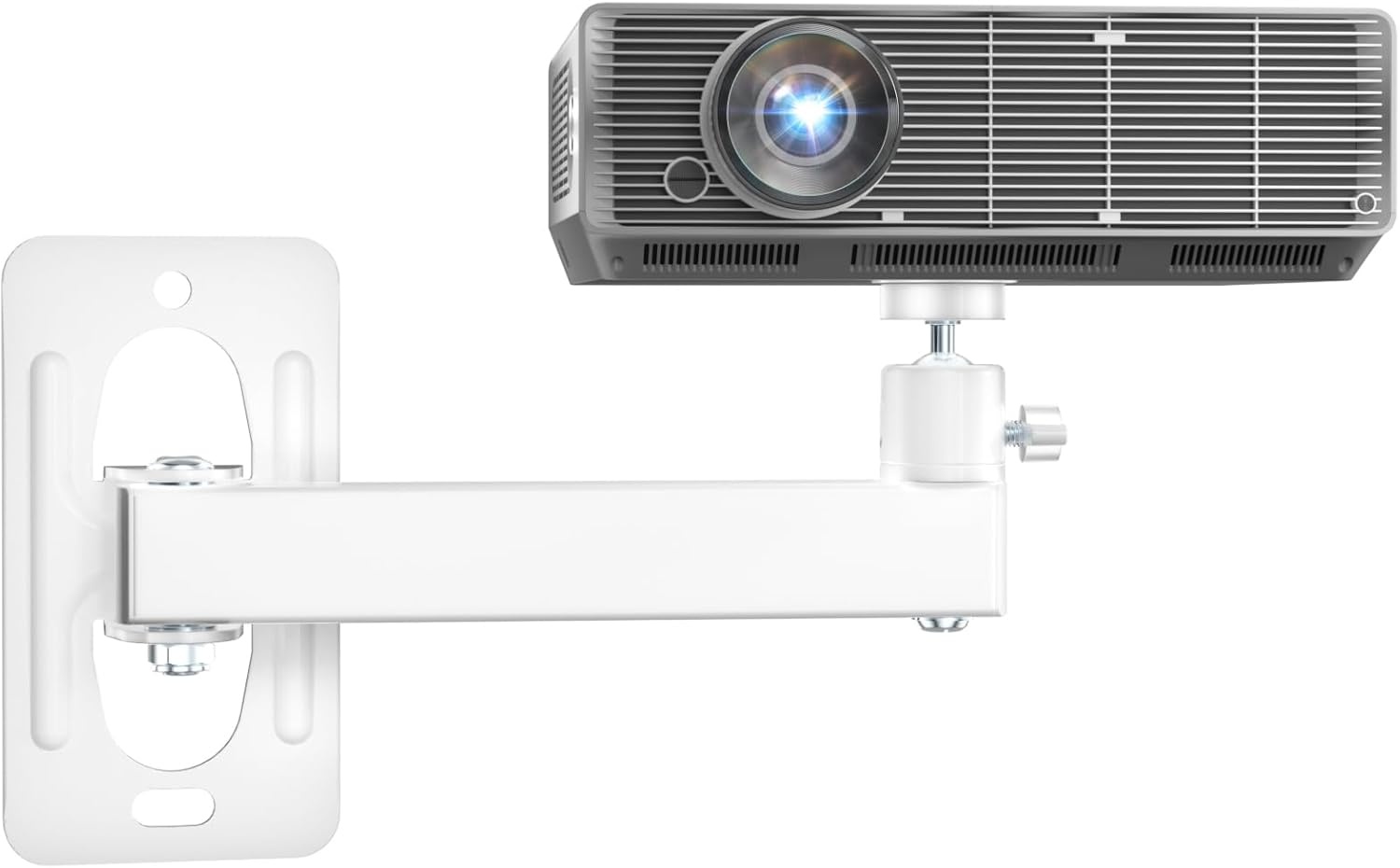 image:imageWALI Projector Ceiling Mount Tray Height Adjustable Wall Mount Holder for Projectors Hidden Cable Management Fits Projectors up to 22lbs 137 x 86 Platform White PM005WWhite