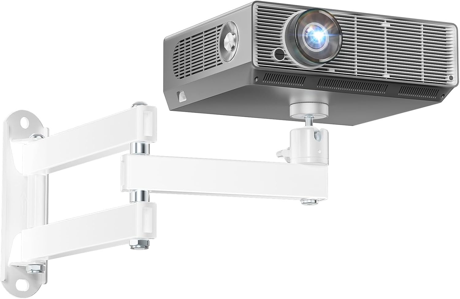 image:imageWALI Projector Ceiling Mount Tray Height Adjustable Wall Mount Holder for Projectors Hidden Cable Management Fits Projectors up to 22lbs 137 x 86 Platform White PM005WWhite