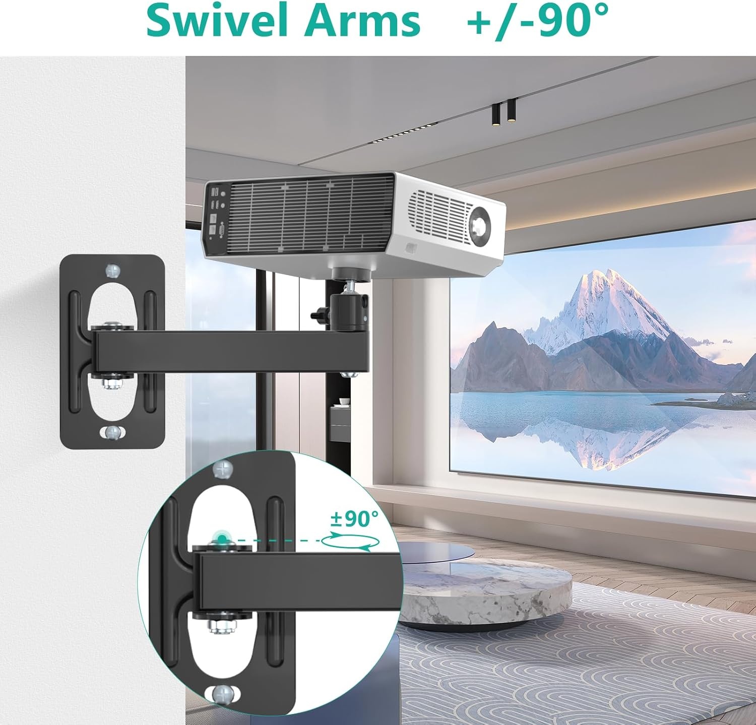 image:imageWALI Projector Ceiling Mount Tray Height Adjustable Wall Mount Holder for Projectors Hidden Cable Management Fits Projectors up to 22lbs 137 x 86 Platform White PM005WBlack