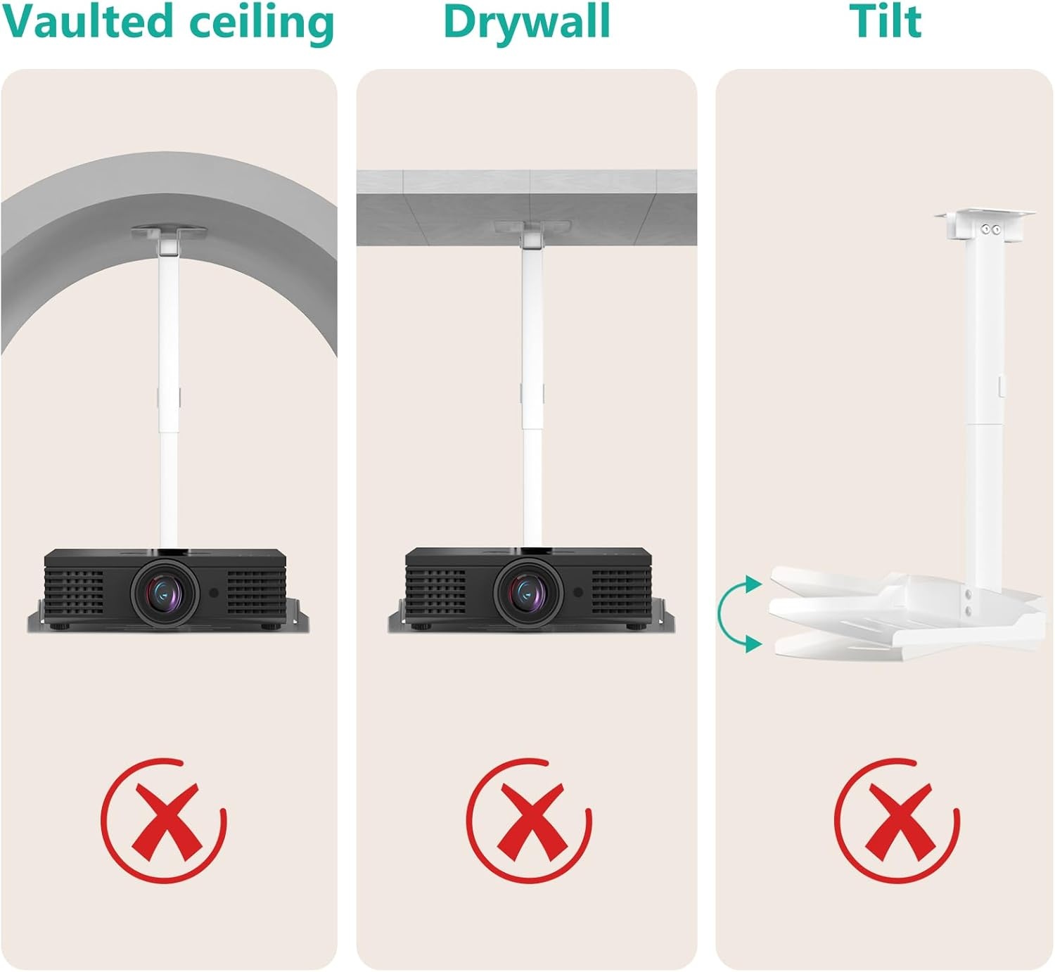 image:imageWALI Projector Ceiling Mount Tray Height Adjustable Wall Mount Holder for Projectors Hidden Cable Management Fits Projectors up to 22lbs 137 x 86 Platform White PM005WWhite