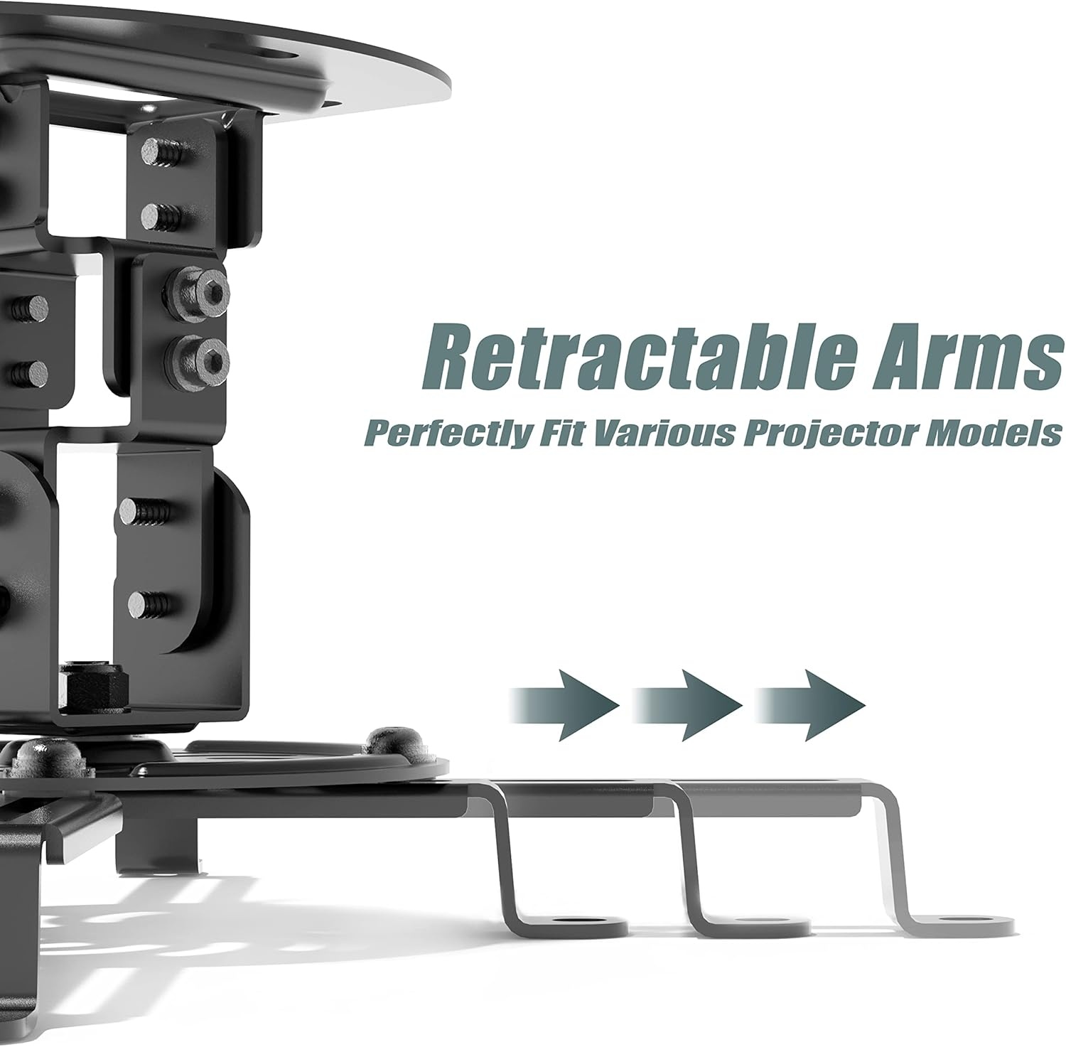 image:imageWALI Projector Ceiling Mount Tray Height Adjustable Wall Mount Holder for Projectors Hidden Cable Management Fits Projectors up to 22lbs 137 x 86 Platform White PM005WBlack