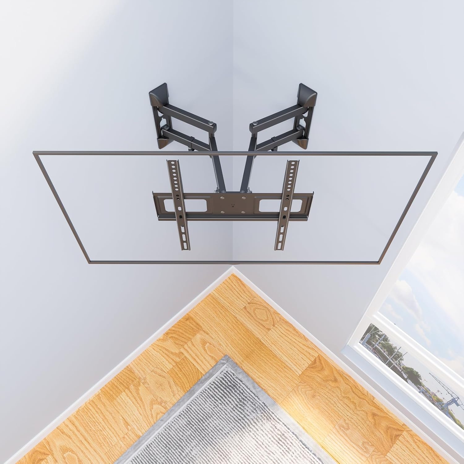 image:imageWALI TV Wall Mount Articulating LCD Monitor Full Motion 15 inch Extension Arm Tilt Swivel for Most 13 to 32 inch LED TV Flat Panel Screen with Mounting Holes up to 100x100mm 1330LM BlackBlack