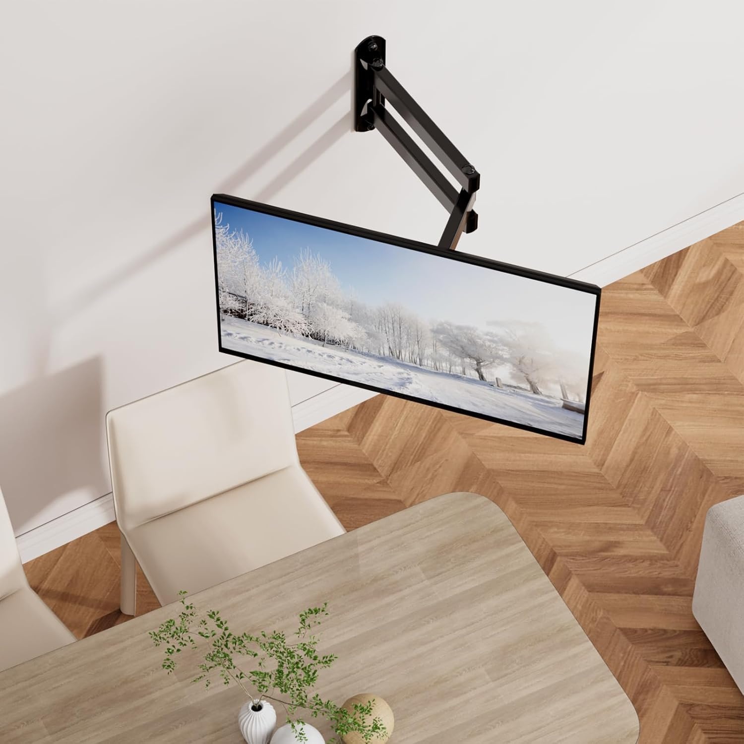 image:imageWALI TV Wall Mount Articulating LCD Monitor Full Motion 15 inch Extension Arm Tilt Swivel for Most 13 to 32 inch LED TV Flat Panel Screen with Mounting Holes up to 100x100mm 1330LM BlackBlack