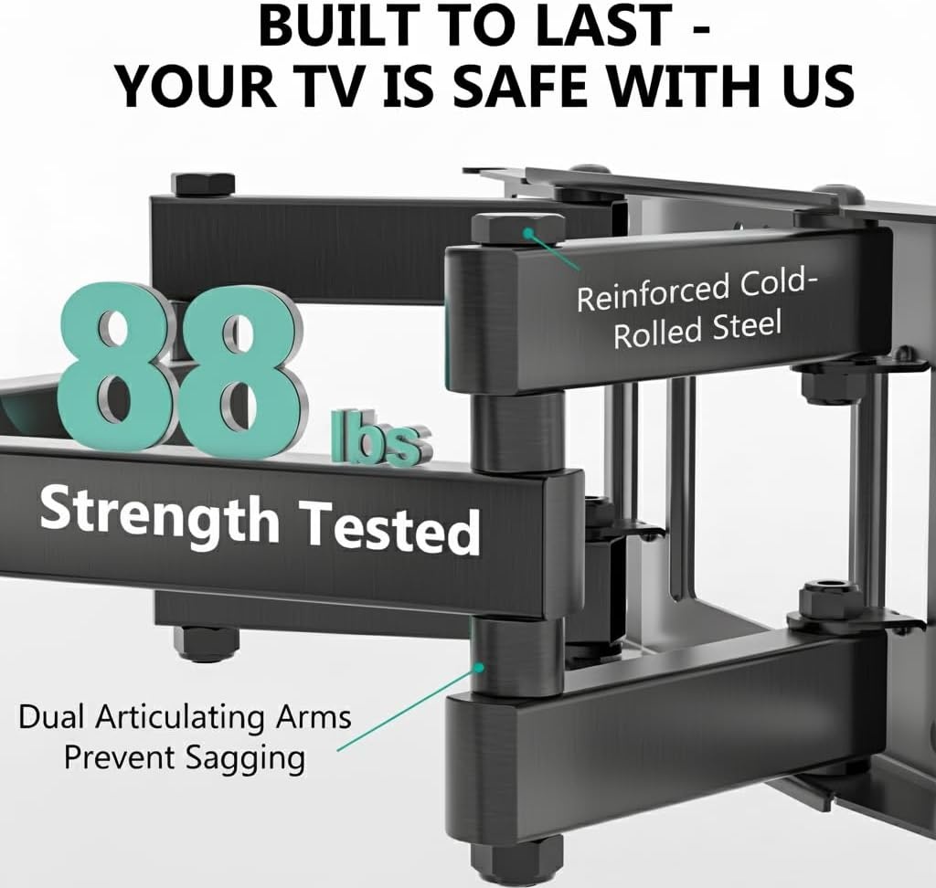 image:imageWALI TV Wall Mount Articulating LCD Monitor Full Motion 15 inch Extension Arm Tilt Swivel for Most 13 to 32 inch LED TV Flat Panel Screen with Mounting Holes up to 100x100mm 1330LM BlackBlack