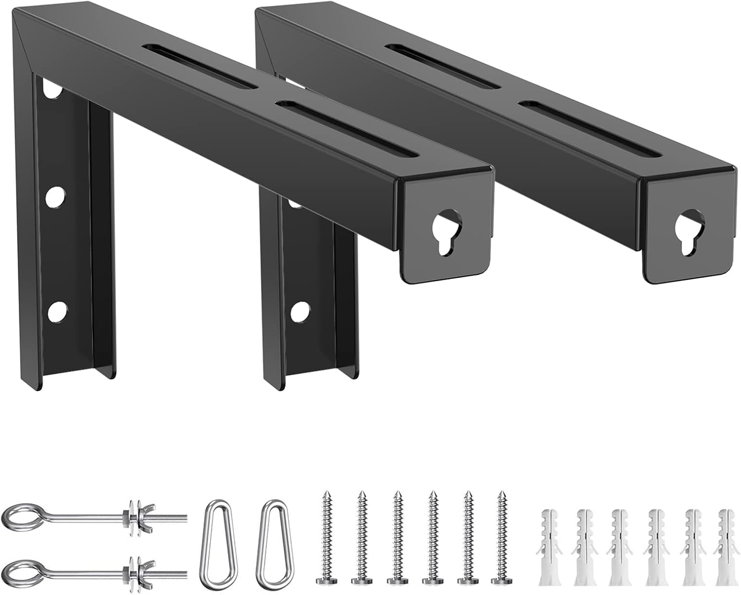 image:imageWALI Universal Projector Screen Ceiling Mount Wall Hanging Mount LBrackets 6 inch Adjustable Extension with Hook Kit Perfect Projector Screen Placement Hold up to 66 lbs PSM001W WhiteBlack