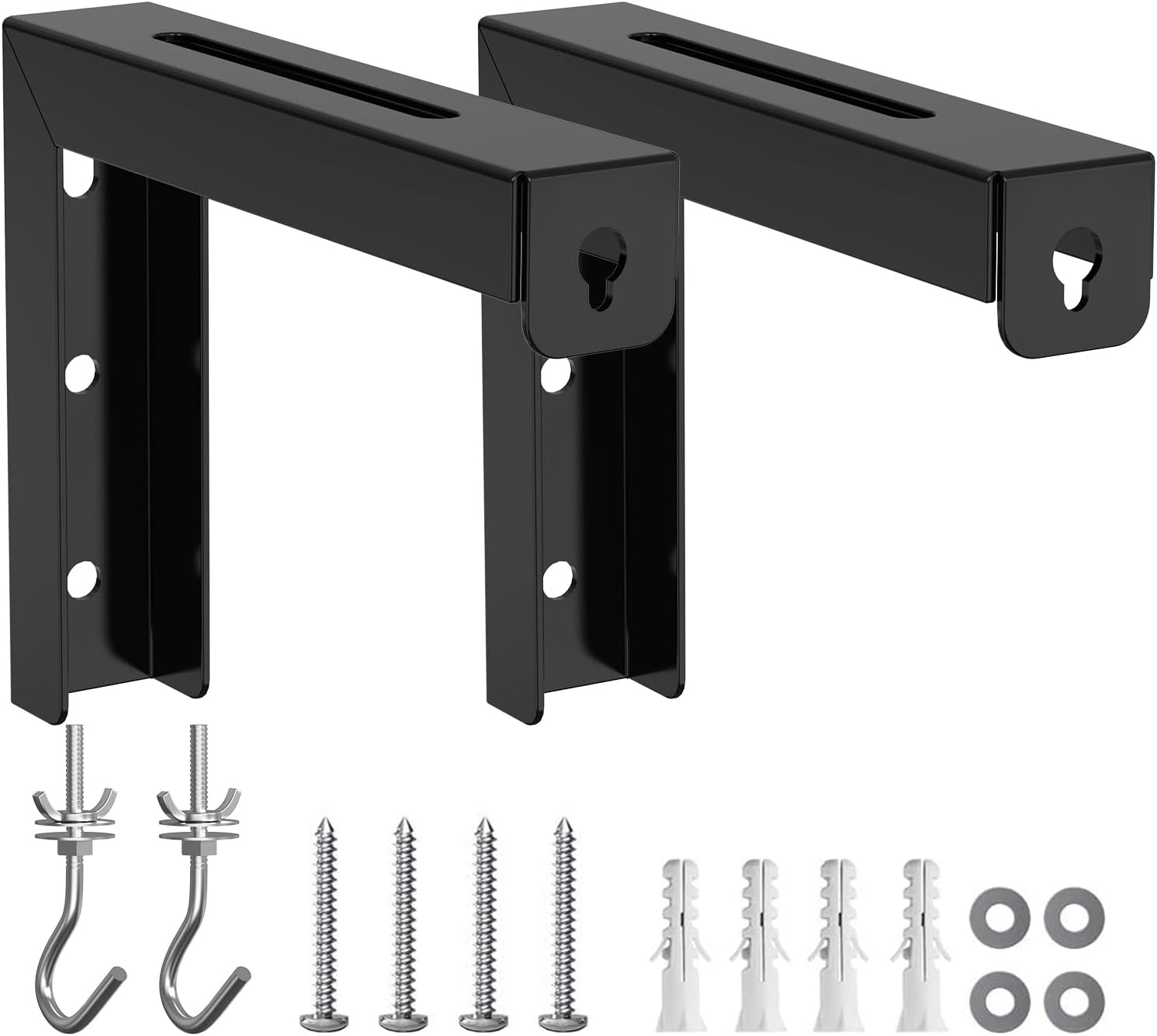 image:imageWALI Universal Projector Screen Ceiling Mount Wall Hanging Mount LBrackets 6 inch Adjustable Extension with Hook Kit Perfect Projector Screen Placement Hold up to 66 lbs PSM001W WhiteBlack