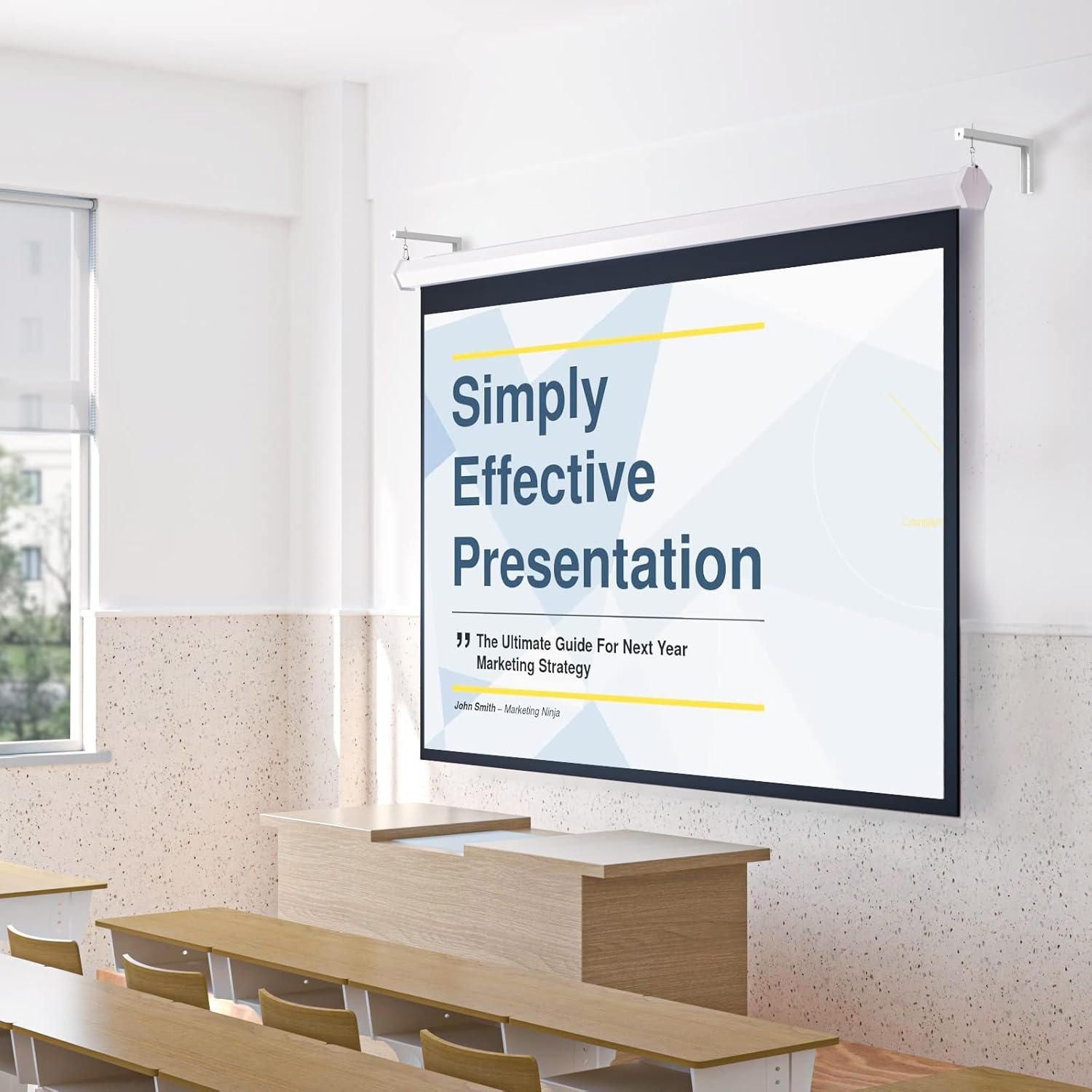image:imageWALI Universal Projector Screen Ceiling Mount Wall Hanging Mount LBrackets 6 inch Adjustable Extension with Hook Kit Perfect Projector Screen Placement Hold up to 66 lbs PSM001W WhiteWhite