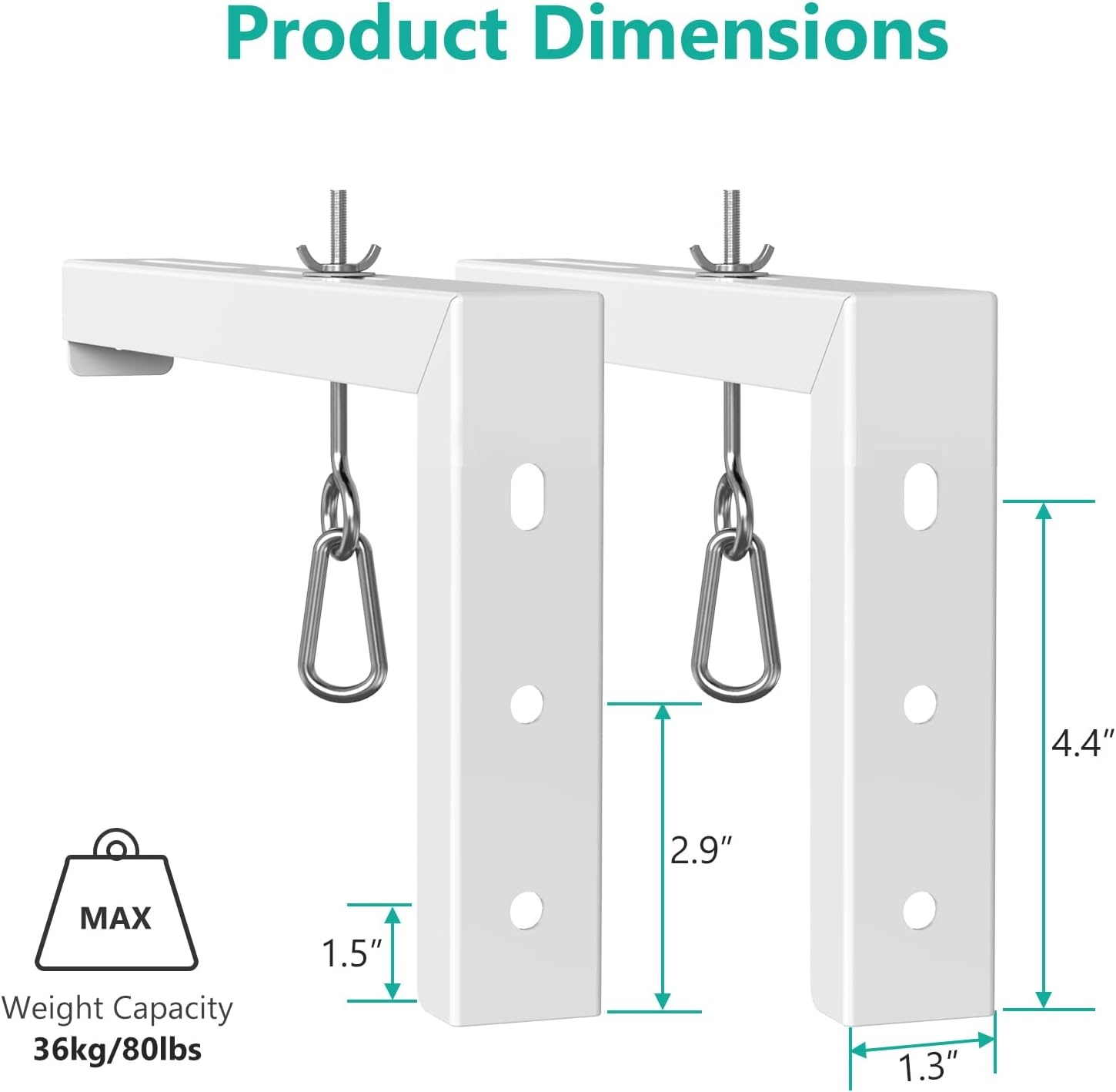 image:imageWALI Universal Projector Screen Ceiling Mount Wall Hanging Mount LBrackets 6 inch Adjustable Extension with Hook Kit Perfect Projector Screen Placement Hold up to 66 lbs PSM001W WhiteWhite