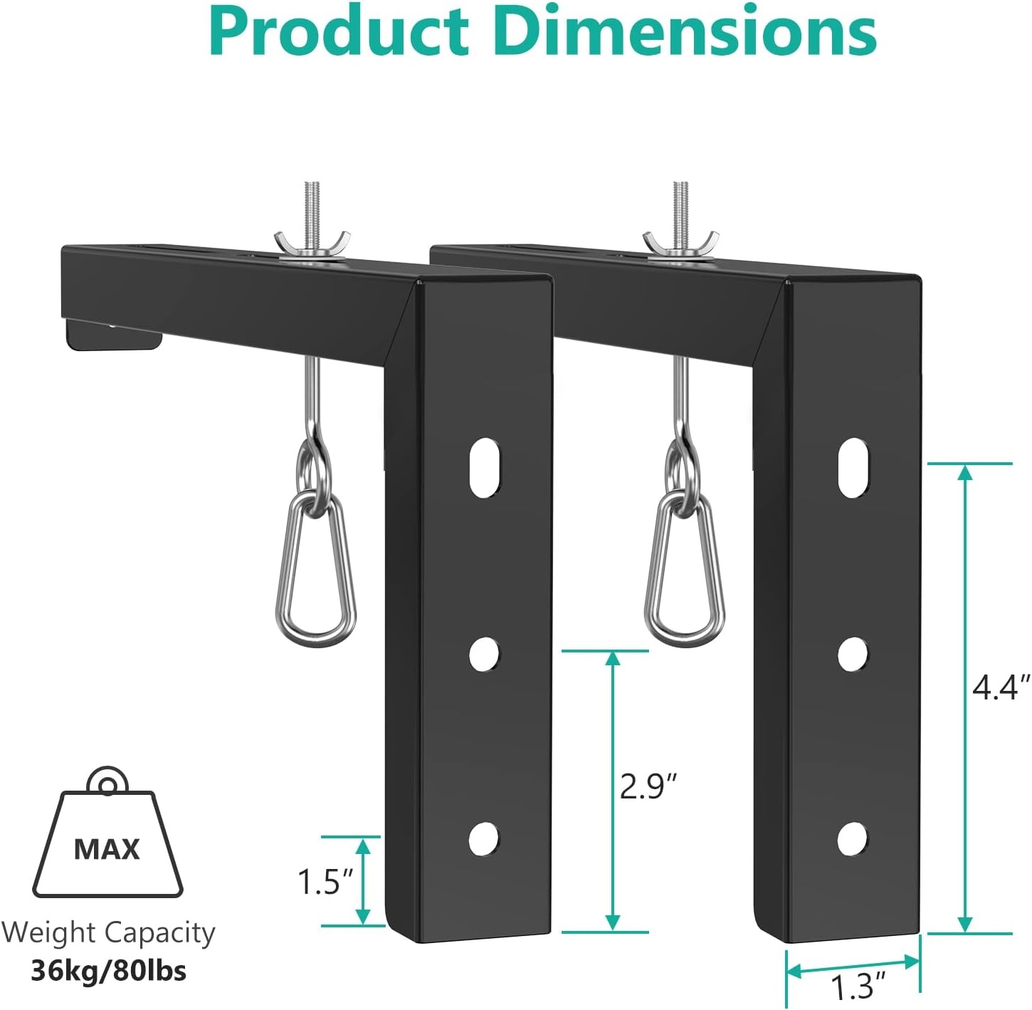 image:imageWALI Universal Projector Screen Ceiling Mount Wall Hanging Mount LBrackets 6 inch Adjustable Extension with Hook Kit Perfect Projector Screen Placement Hold up to 66 lbs PSM001W WhiteBlack