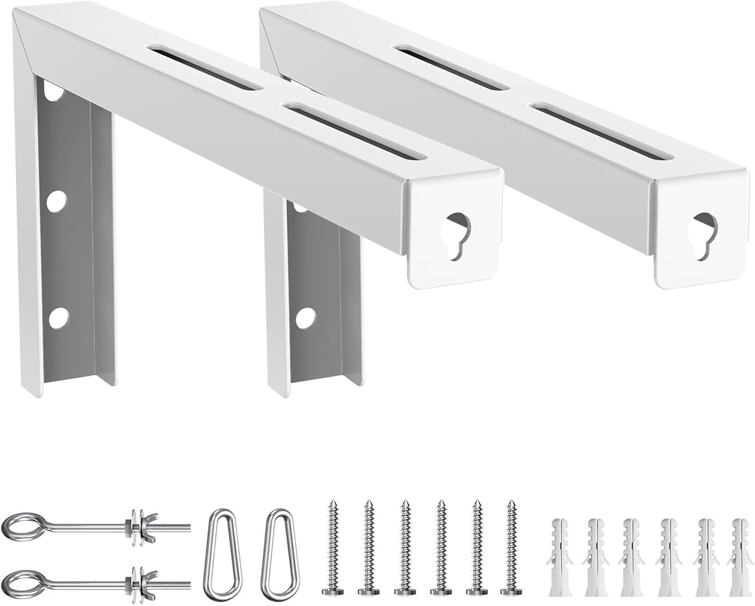 image:imageWALI Universal Projector Screen Ceiling Mount Wall Hanging Mount LBrackets 6 inch Adjustable Extension with Hook Kit Perfect Projector Screen Placement Hold up to 66 lbs PSM001W WhiteWhite