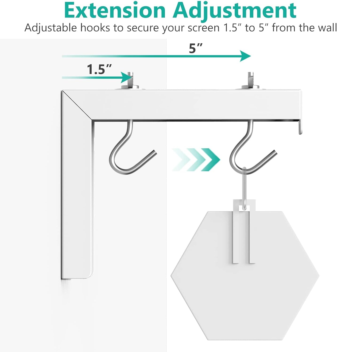 image:imageWALI Universal Projector Screen Ceiling Mount Wall Hanging Mount LBrackets 6 inch Adjustable Extension with Hook Kit Perfect Projector Screen Placement Hold up to 66 lbs PSM001W WhiteWhite