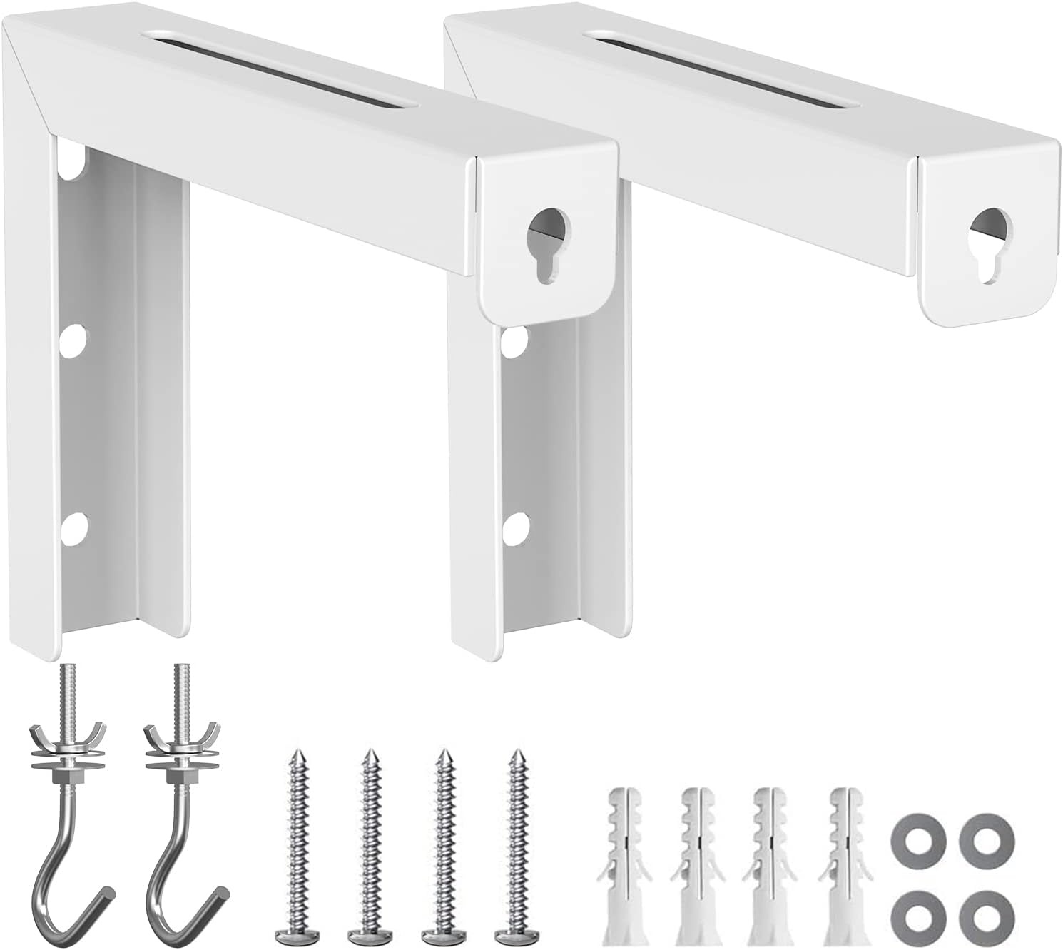 image:imageWALI Universal Projector Screen Ceiling Mount Wall Hanging Mount LBrackets 6 inch Adjustable Extension with Hook Kit Perfect Projector Screen Placement Hold up to 66 lbs PSM001W WhiteWhite