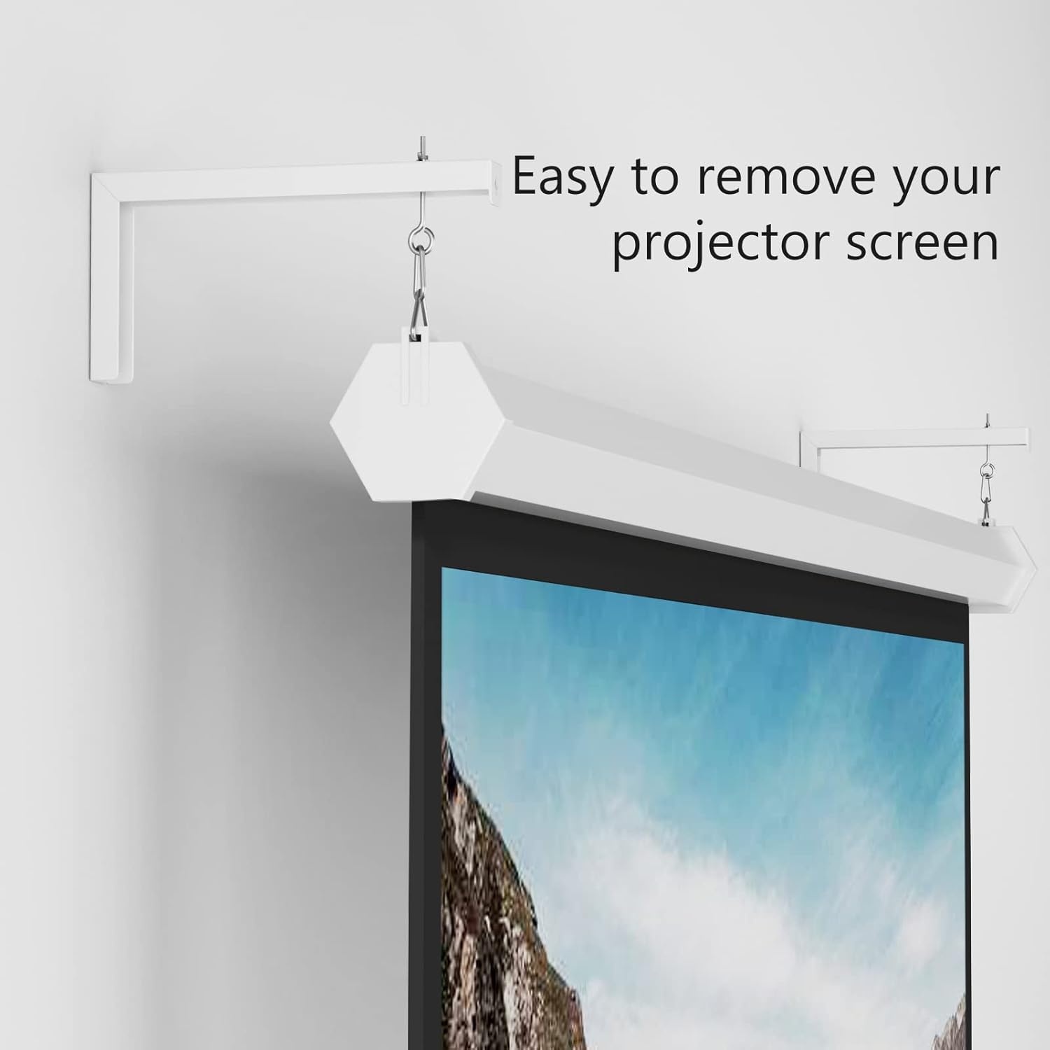 image:imageWALI Universal Projector Screen Ceiling Mount Wall Hanging Mount LBrackets 6 inch Adjustable Extension with Hook Kit Perfect Projector Screen Placement Hold up to 66 lbs PSM001W WhiteWhite
