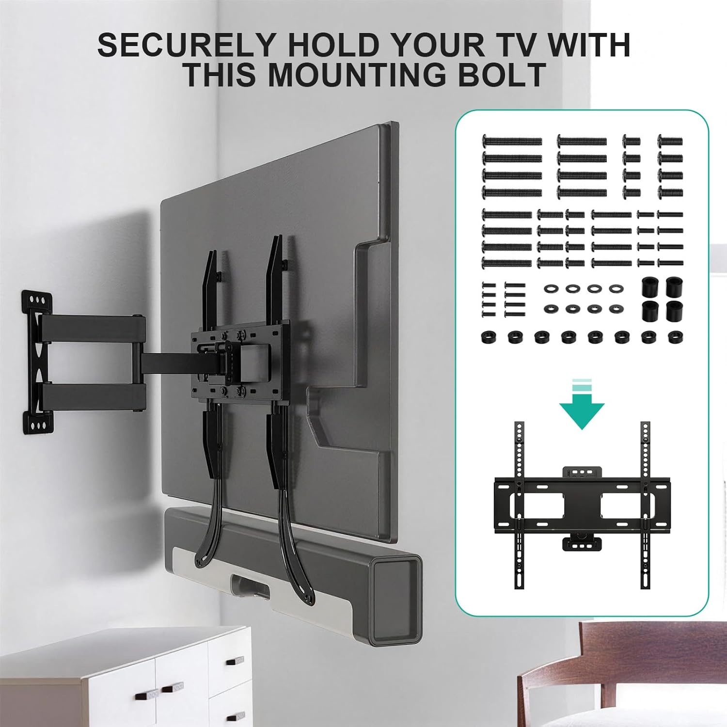 image:imageWALI Universal TV Mounting Hardware Kit Set Includes M4 M5 M6 M8 TV Screws and Spacer Fit Most TVs up to 80 inch UVSP BlackMounting Hardware Kit