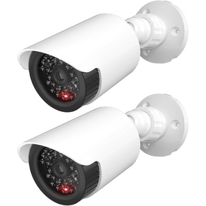 image:imageWALI Dummy Fake Camera Surveillance Security CCTV Dome Camera Indoor Outdoor Cameras with One LED Light Security Alert Sticker Decals TCW2 2 Pack WhiteWhite2 Packs