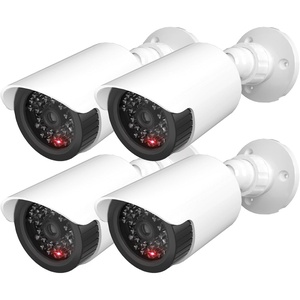 image:imageWALI Dummy Fake Camera Surveillance Security CCTV Dome Camera Indoor Outdoor Cameras with One LED Light Security Alert Sticker Decals TCW2 2 Pack WhiteWhite4 Packs