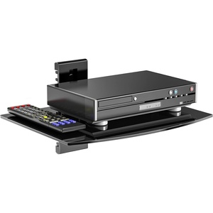 image:imageWALI Floating TV Shelf 2 Tier Projector Shelf for DVD Players Routers Game Consoles Cable Boxes Living Room Decor Accessories Wall Mount Shelves Holds Up to 22lbs CS202N 2Shelf Walnut BrownGlass Black