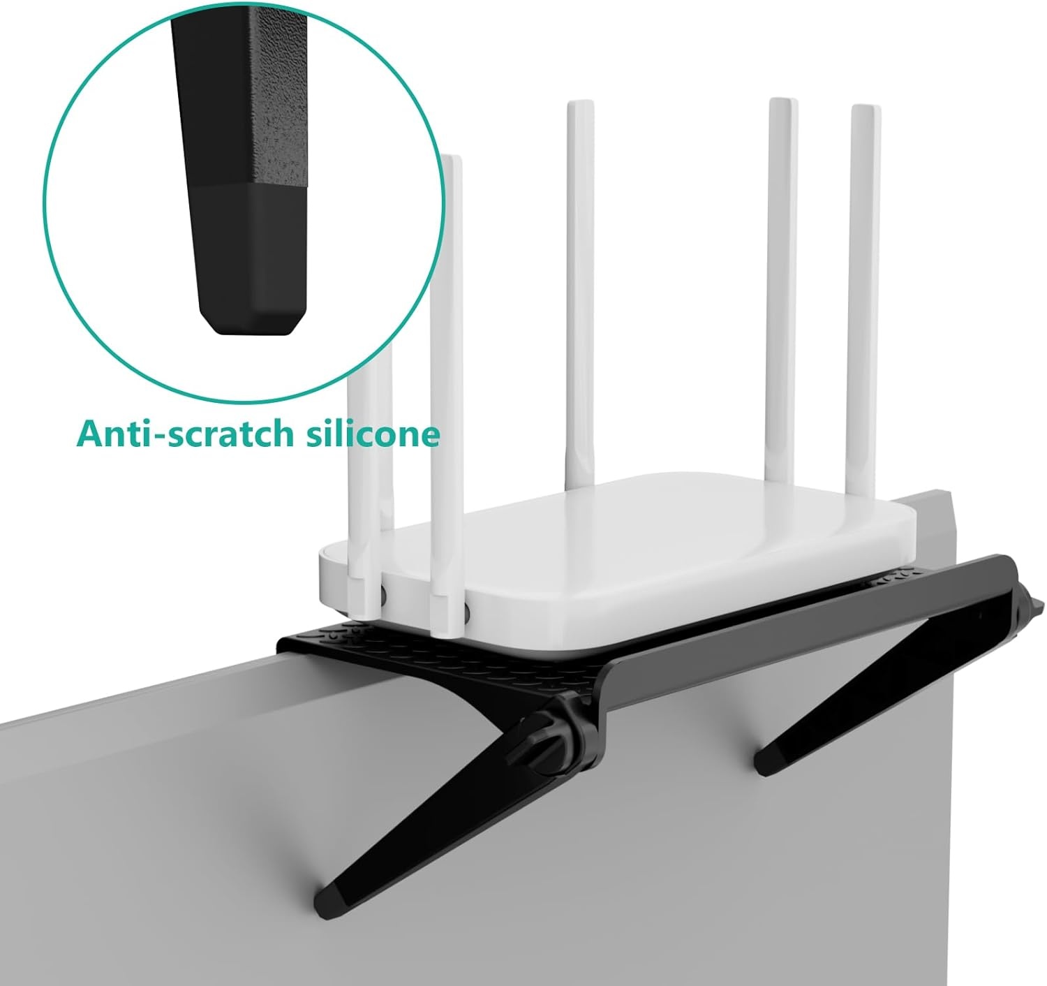image:imageWALI TV Top Shelf 2 Pieces 8 Inch Adjustable Monitor Top Shelf Screen Storage Computer Screen Shelves Top TV Shelves for Cable Box Media Box Router DVD BlackTSP0012B