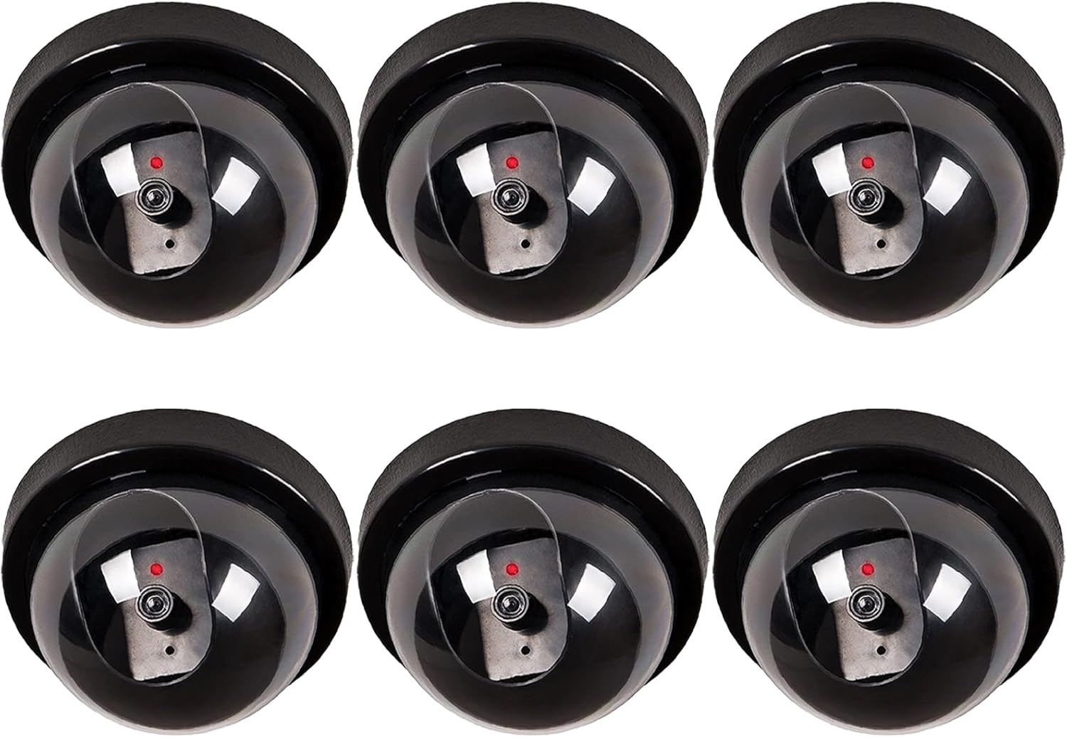 image:imageWALI Dummy Fake Security CCTV Dome Camera with Flashing Red LED Light with Security Alert Sticker Decals SD2 2 Packs BlackBlack