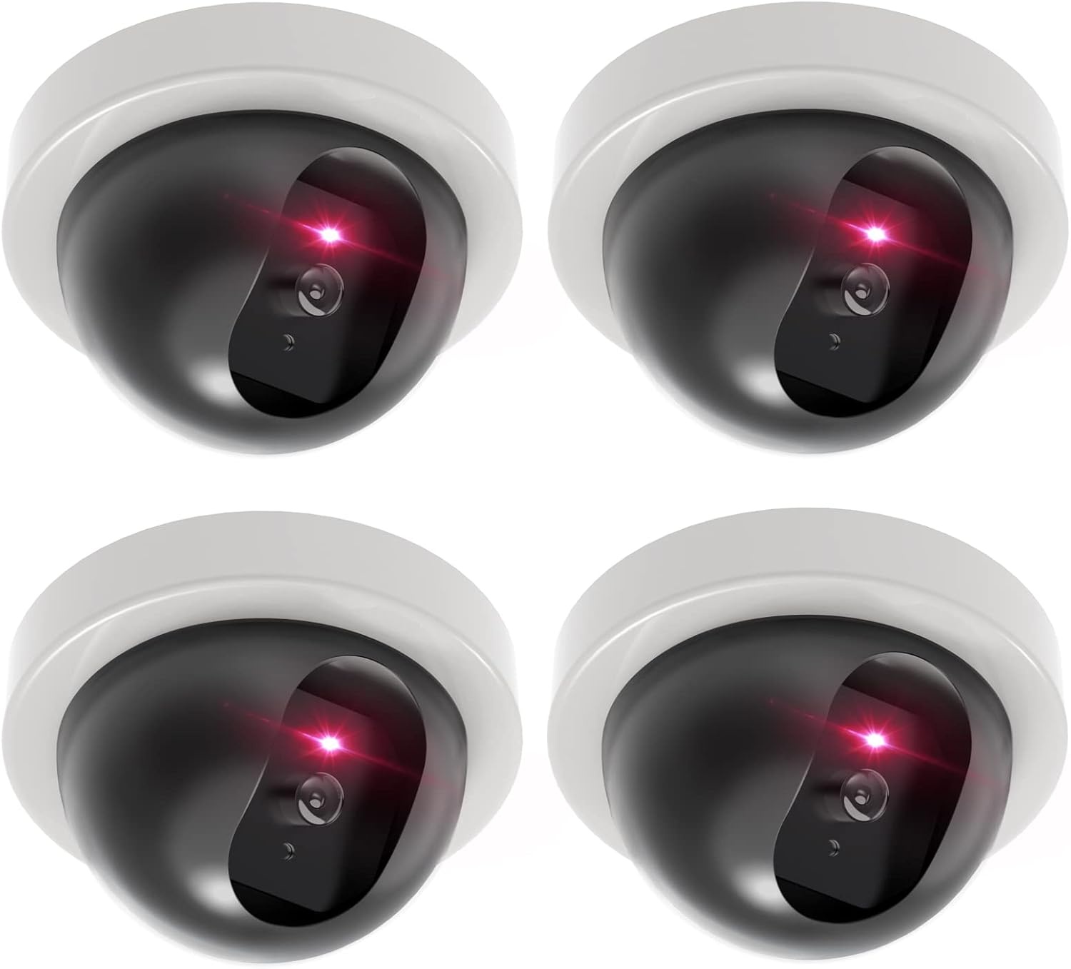 image:imageWALI Dummy Fake Security CCTV Dome Camera with Flashing Red LED Light with Security Alert Sticker Decals SD2 2 Packs BlackWhite