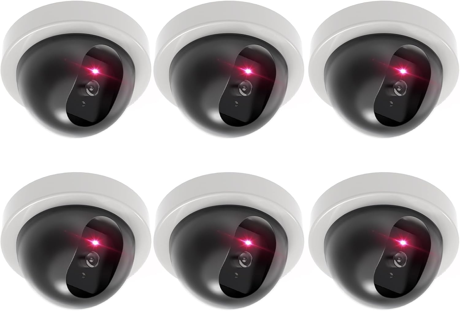 image:imageWALI Dummy Fake Security CCTV Dome Camera with Flashing Red LED Light with Security Alert Sticker Decals SDW4 4 Packs WhiteWhite