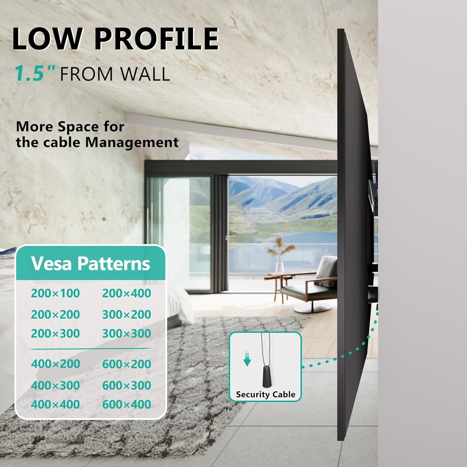 image:imageWALI Studless TV Wall Mount for 3780 inch TV No Stud No Drill TV Mount Bracket Hanger Low Profile Design Heavy Duty for Drywall Holds up to 110 lbs TTM3 Black