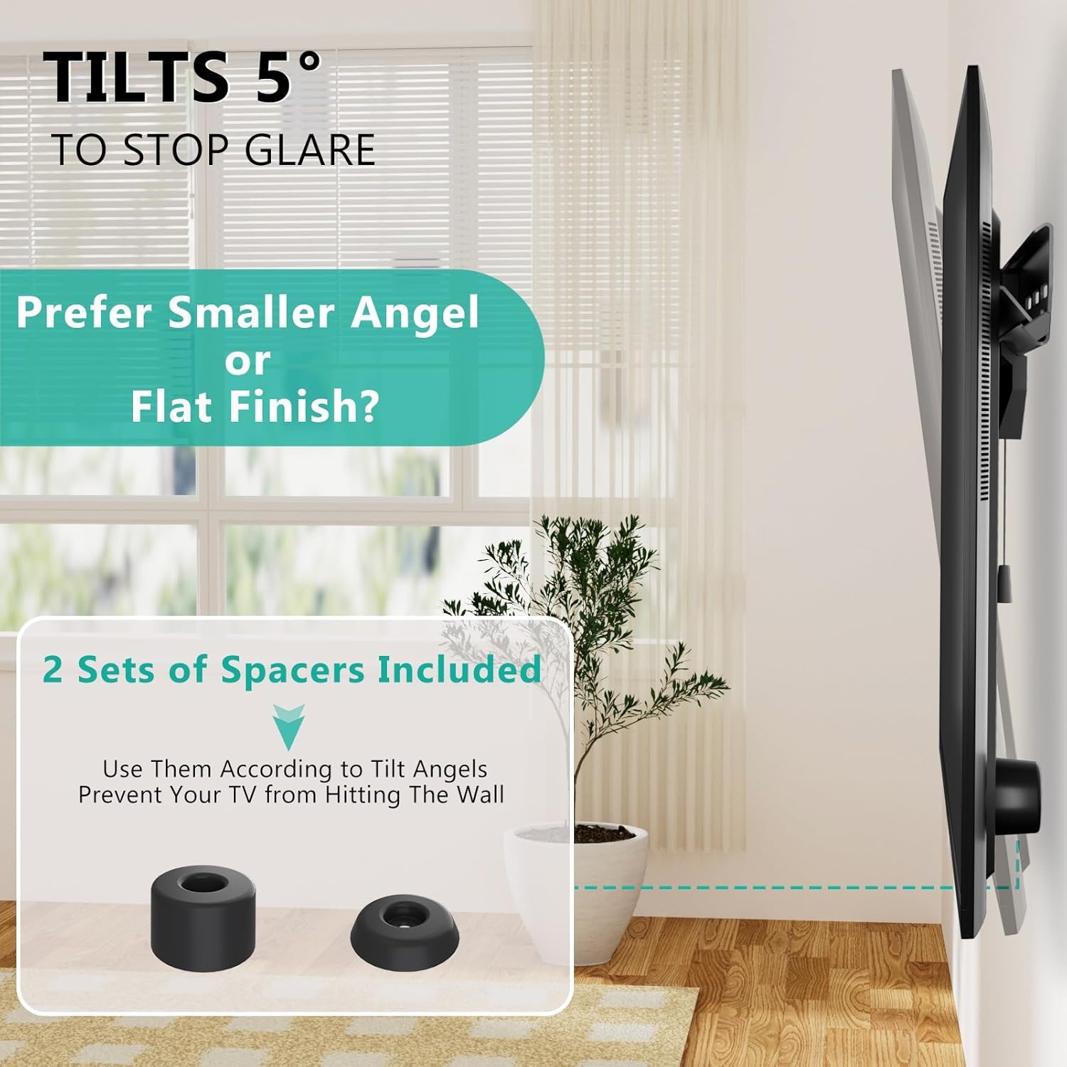 image:imageWALI Studless TV Wall Mount for 3780 inch TV No Stud No Drill TV Mount Bracket Hanger Low Profile Design Heavy Duty for Drywall Holds up to 110 lbs TTM3 Black