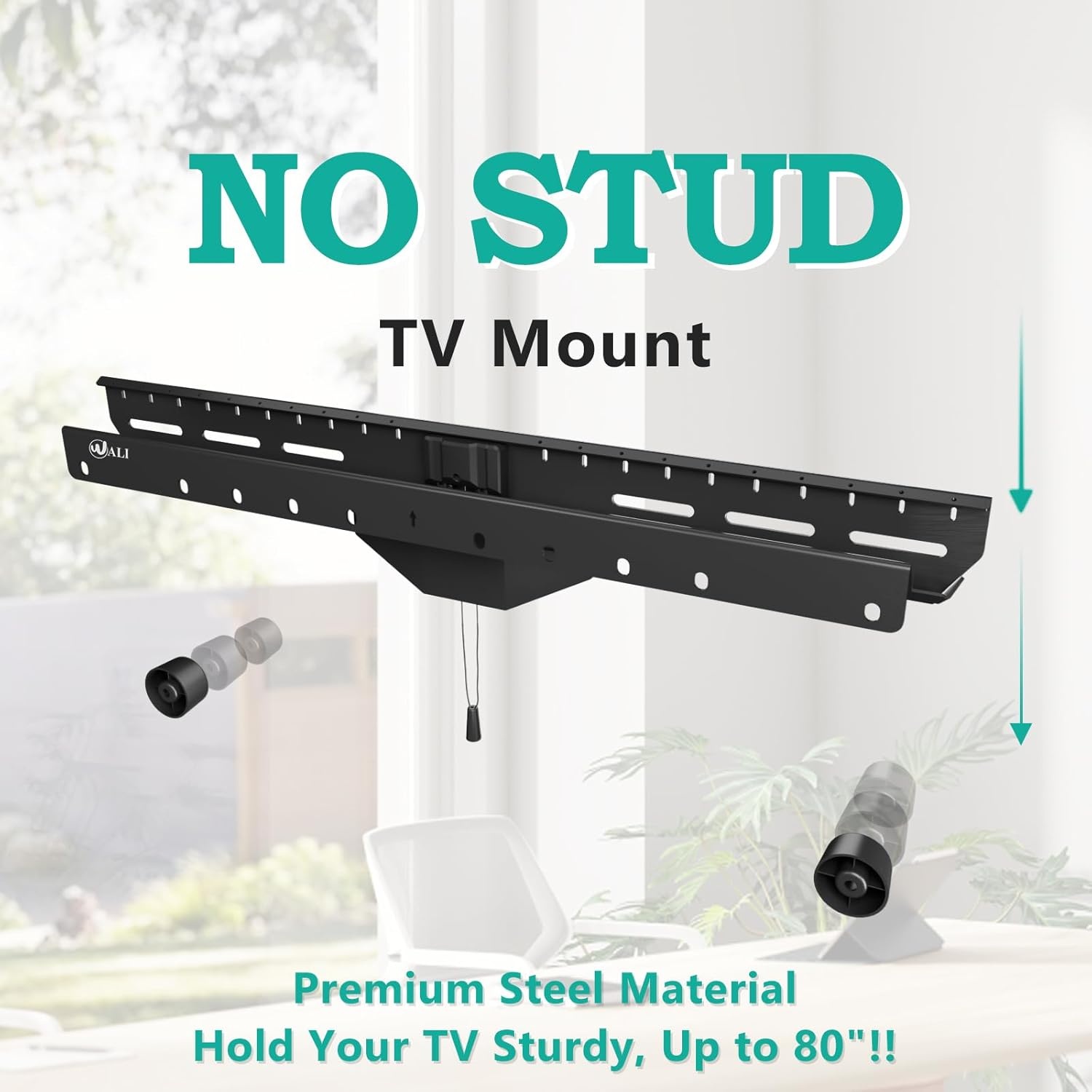 image:imageWALI Studless TV Wall Mount for 3780 inch TV No Stud No Drill TV Mount Bracket Hanger Low Profile Design Heavy Duty for Drywall Holds up to 110 lbs TTM3 Black
