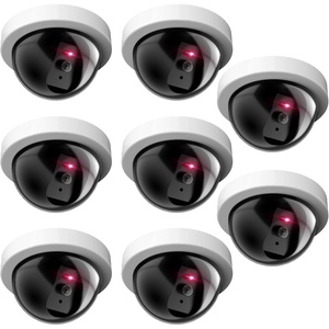 image:imageWALI Dummy Fake Security CCTV Dome Camera with Flashing Red LED Light with Security Alert Sticker Decals SDW8 8 Packs White