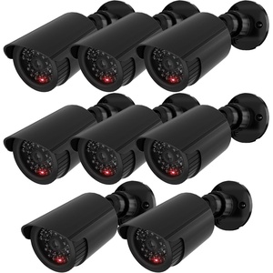image:imageWALI Dummy Fake Simulated Surveillance Security CCTV Dome Camera Indoor Outdoor with One LED Light Warning Security Alert Sticker Decal TCB4 4 Packs BlackBlack8 Pack