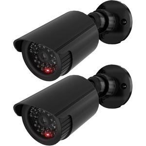 image:imageWALI Dummy Fake Simulated Surveillance Security CCTV Dome Camera Indoor Outdoor with One LED Light Warning Security Alert Sticker Decal TCB4 4 Packs BlackBlack2 Pack