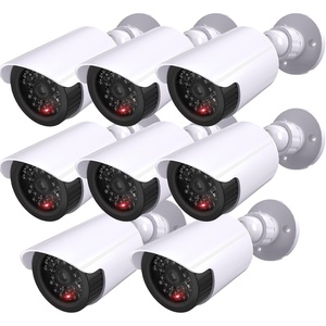 image:imageWALI Dummy Fake Simulated Surveillance Security CCTV Dome Camera Indoor Outdoor with One LED Light Warning Security Alert Sticker Decal TCW8 8 Packs White