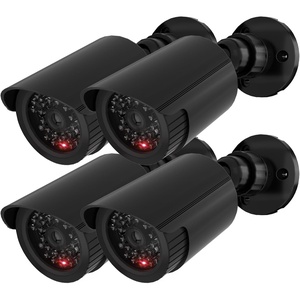 image:imageWALI Solar Bullet Dummy Fake Cameras Indoor Outdoor with 1 LED Light Security Alert Sticker Decal SOLTCS4 4 Packs Small SilverBlack4 Pack