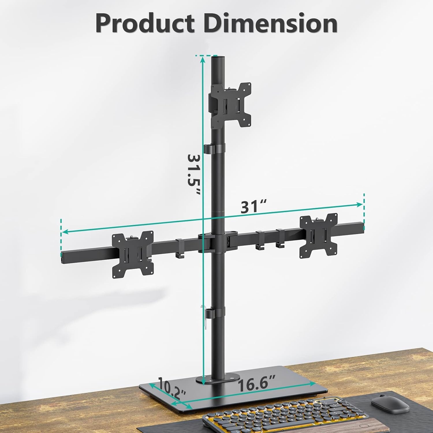 image:imageWALI Free Standing Triple Monitor Mount Heavy Duty Triple Monitors Stand for 1327 inch Screens Adjustable 3 Monitor Arm Desk Mount with Swivel Tilt Rotation Grommet Base MF003N BlackTriple