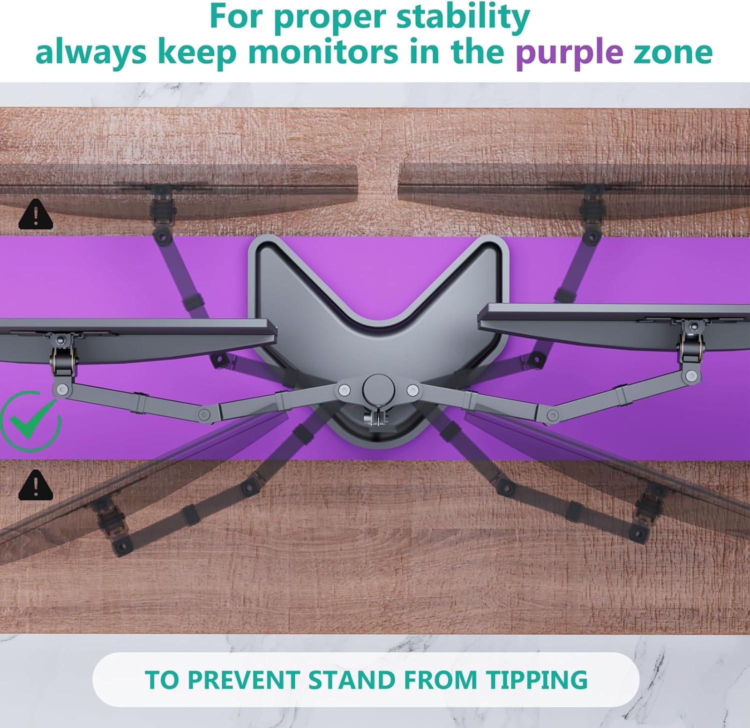 image:imageWALI Free Standing Triple Monitor Mount Heavy Duty Triple Monitors Stand for 1327 inch Screens Adjustable 3 Monitor Arm Desk Mount with Swivel Tilt Rotation Grommet Base MF003N BlackDual