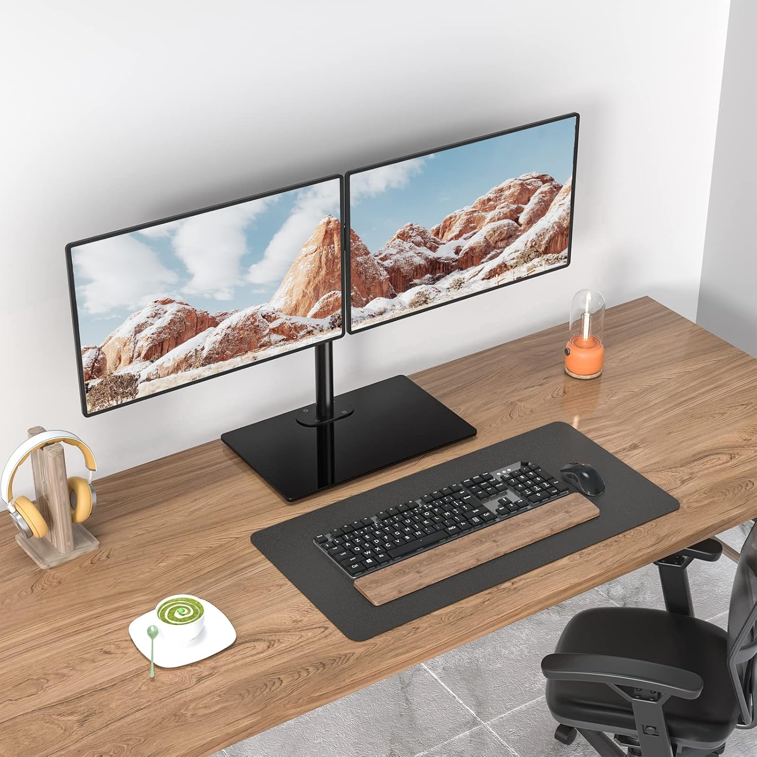 image:imageWALI Free Standing Triple Monitor Mount Heavy Duty Triple Monitors Stand for 1327 inch Screens Adjustable 3 Monitor Arm Desk Mount with Swivel Tilt Rotation Grommet Base MF003N BlackDual