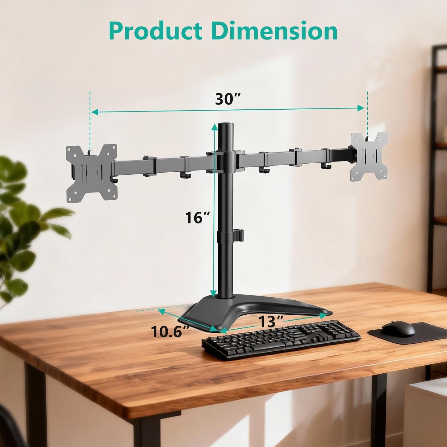 image:imageWALI Free Standing Triple Monitor Mount Heavy Duty Triple Monitors Stand for 1327 inch Screens Adjustable 3 Monitor Arm Desk Mount with Swivel Tilt Rotation Grommet Base MF003N BlackDual