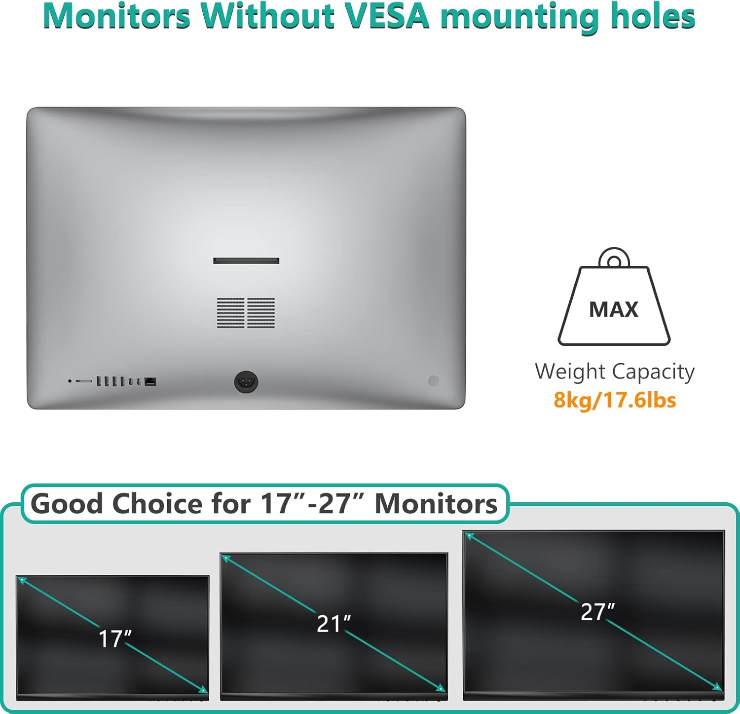 image:imageWALI Mount Bracket Adapter Monitor Arm Mounting Kit for Screen 13 to 27 inch Mounting Holes 75mm and 100mm UVVEP