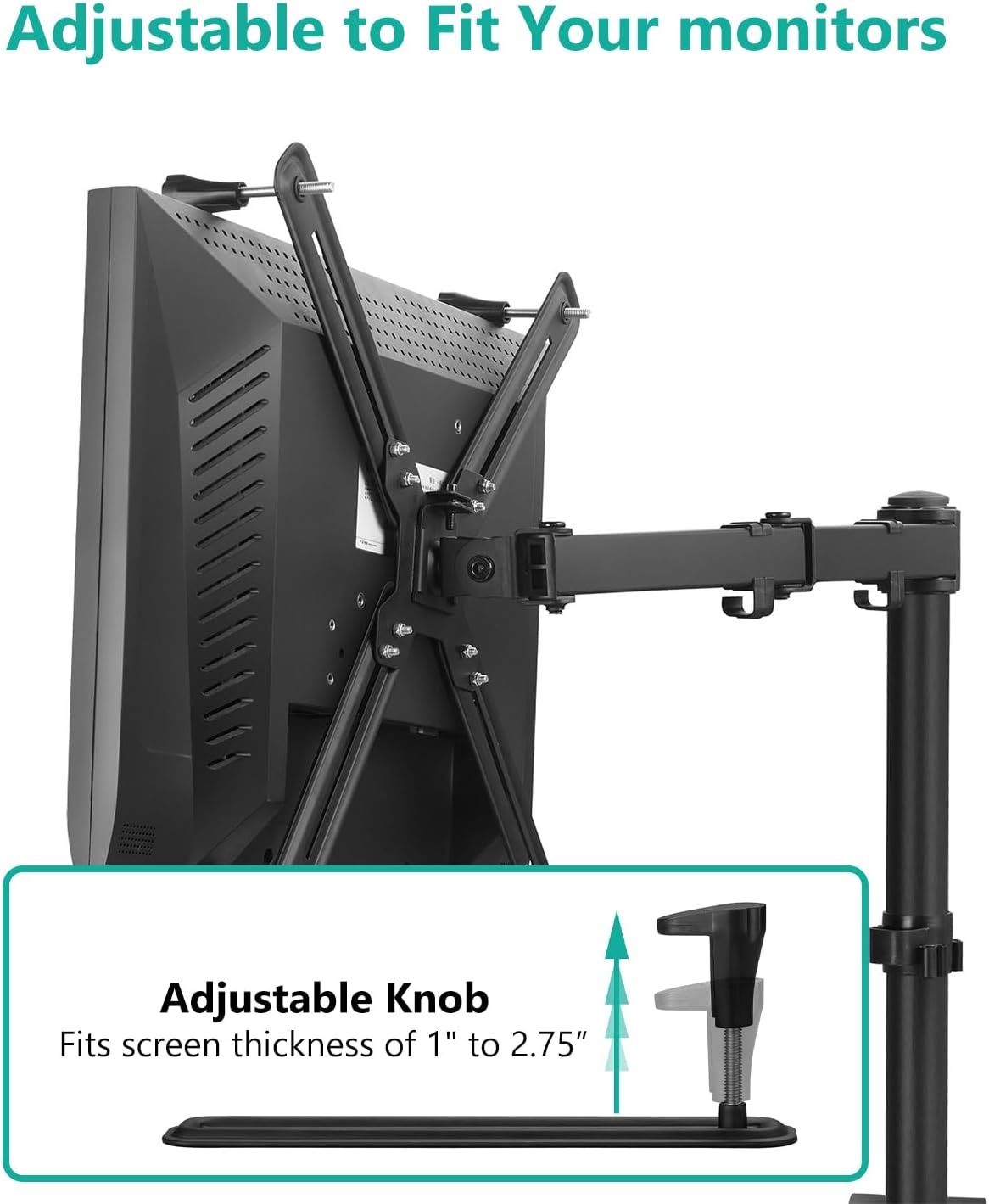 image:imageWALI Mount Bracket Adapter Monitor Arm Mounting Kit for Screen 13 to 27 inch Mounting Holes 75mm and 100mm UVVEP
