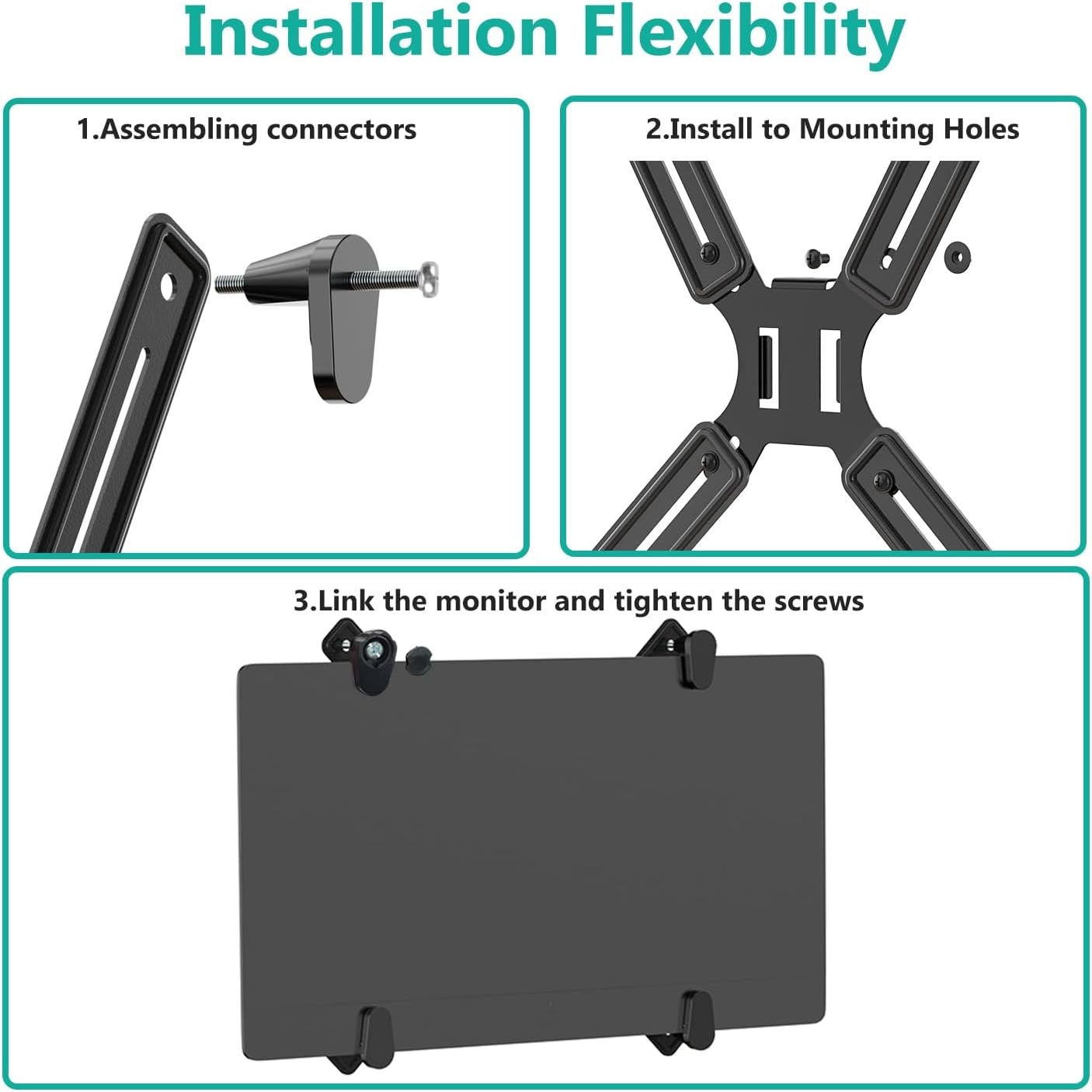 image:imageWALI Mount Bracket Adapter Monitor Arm Mounting Kit for Screen 13 to 27 inch Mounting Holes 75mm and 100mm UVVEP