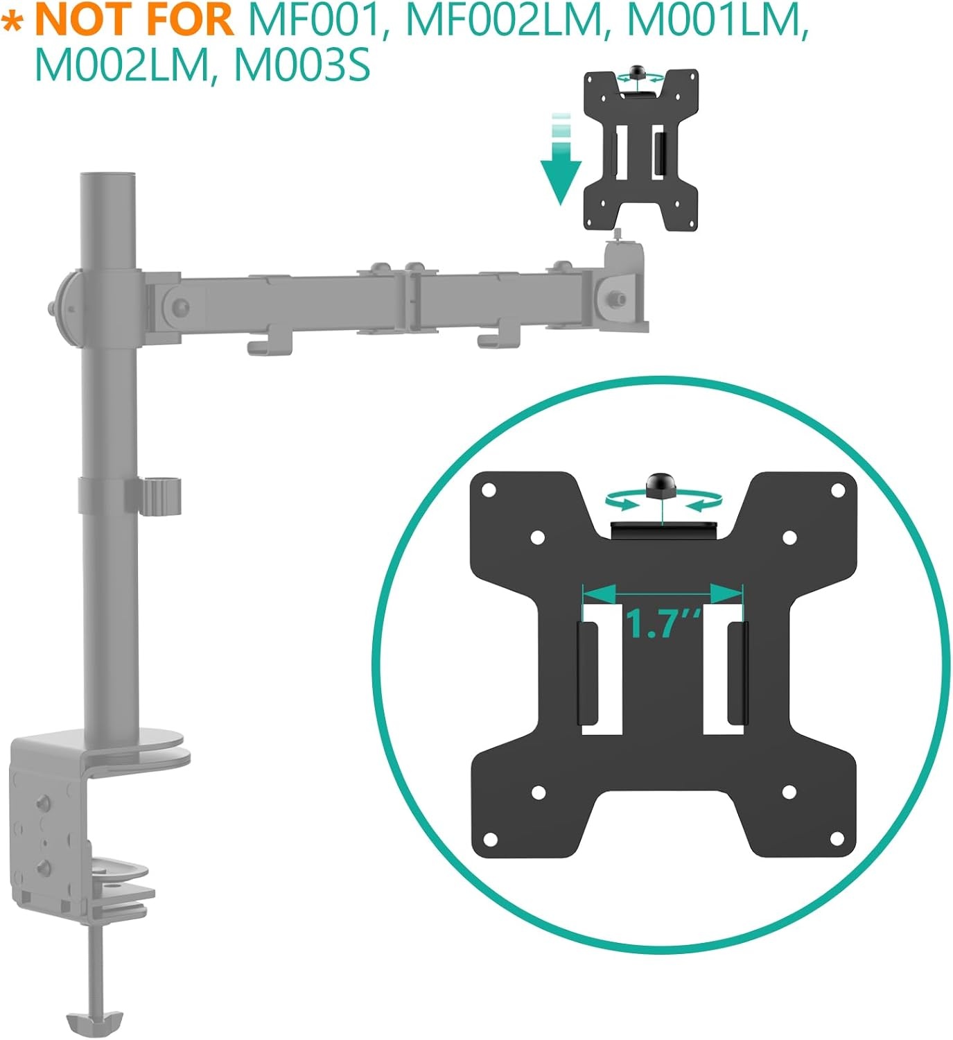 image:imageWALI Mounting Plate 75 by 75 mm to 100 by 100 mm Only for WALI Monitor Mounting System 1 Pack Black