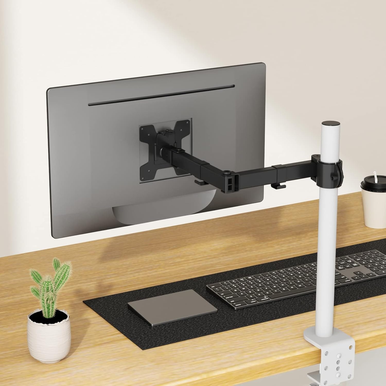 image:imageWALI Single Monitor Arm Fully Adjustable Pole Mount Bracket for WALI Monitor Mounting System 001ARM Black